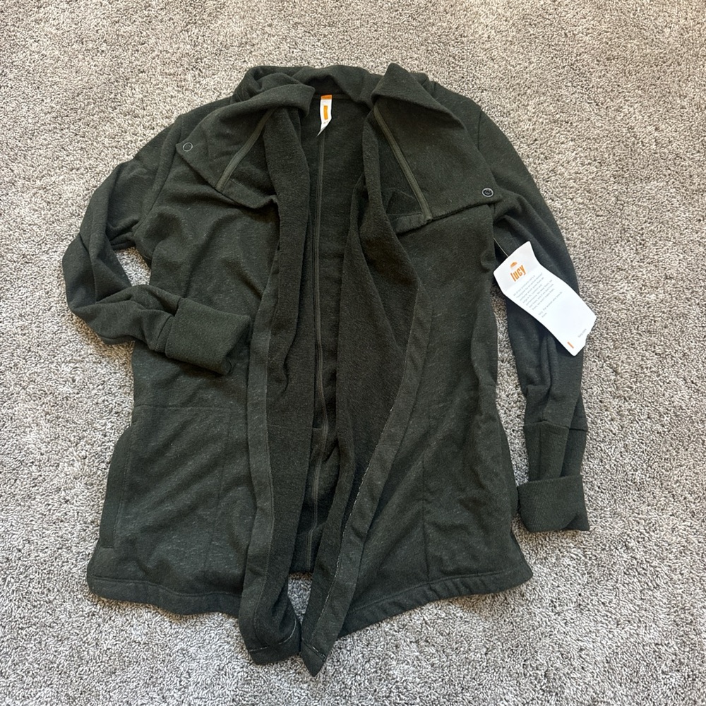 Lucy Forest Green Open Cardigan